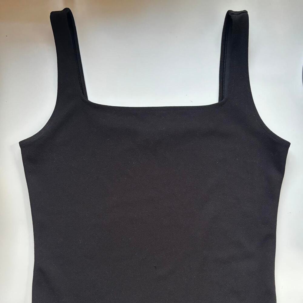 Express Black Square Neck Form Flattering Sleeveless Snap Body Suit Sz Small